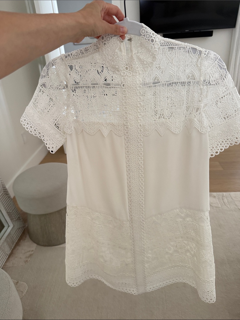 Alexis Cream Lace-Trim Mini Dress